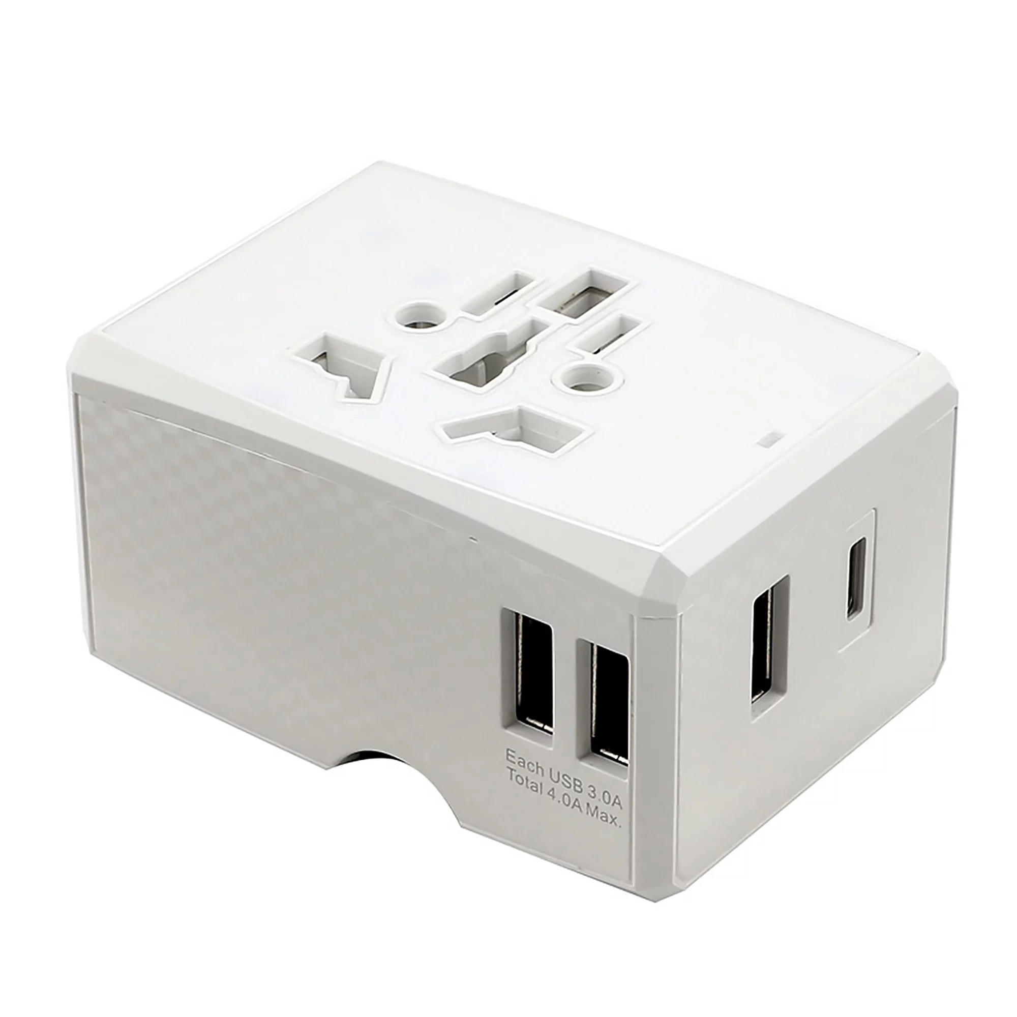 Universal Travel Adapter One International Wall Charger AC Plug Adaptor with 4A Smart Power and and 3.0A USB Type-C for China USA EU UK AUS