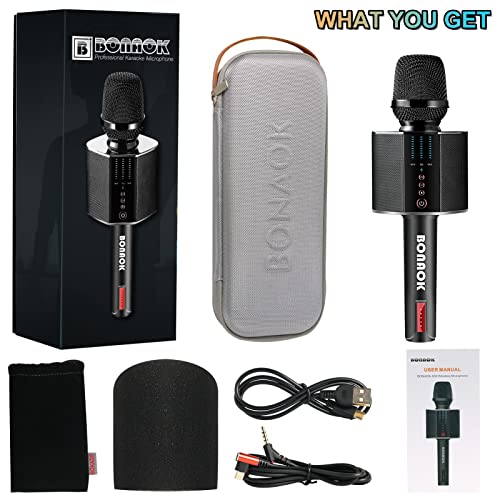 BONAOK Karaoke Microphone, Portable Wireless Bluetooth Karaoke Mic for Adults&Kids Car Home Outdoor Party, Karaoke Machine for PC/All Smartphone G50 Black 2025