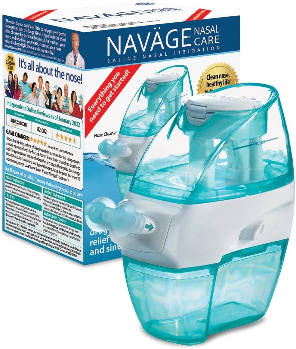 Navage Nasal Care Starter Bundle: Navage Nose Cleaner, 20 SaltPods, Plus Bonus 10 SaltPods