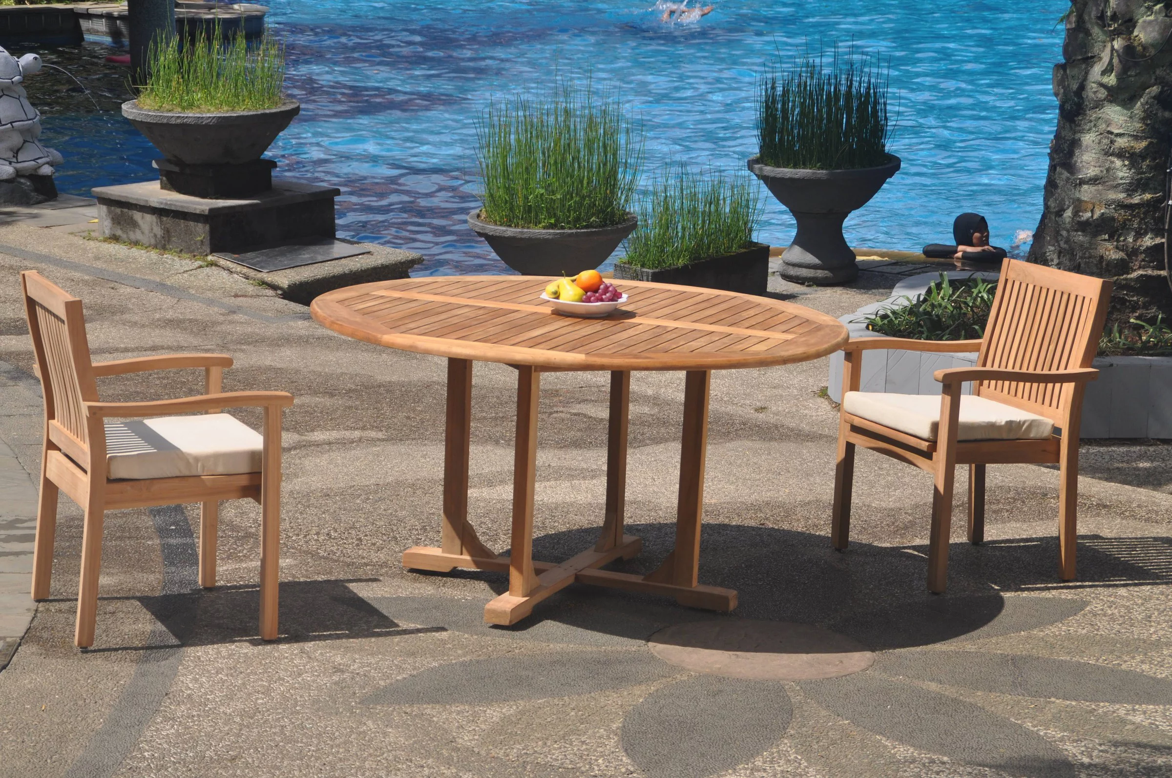 Grade-A Teak Dining Set: 2 Seater 3 Pc: 60