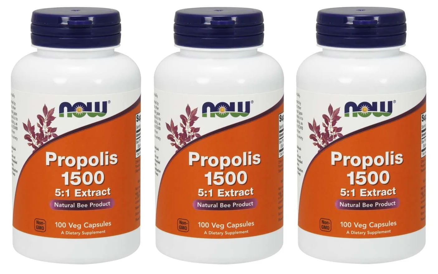 Now Foods Propolis 1500 mg 100 capsules (Pack of 3)