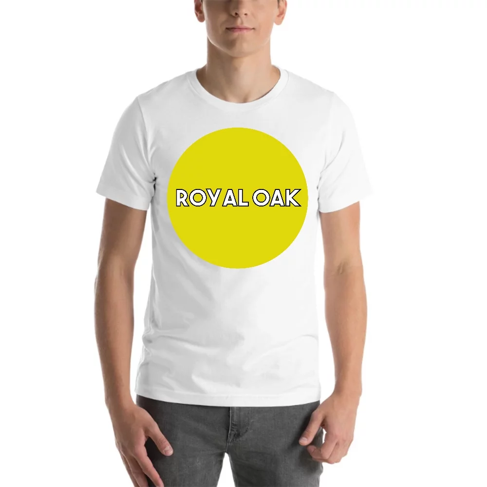 L Yellow Dot Royal Oak Short Sleeve Cotton T-Shirt By Undefined Gifts
