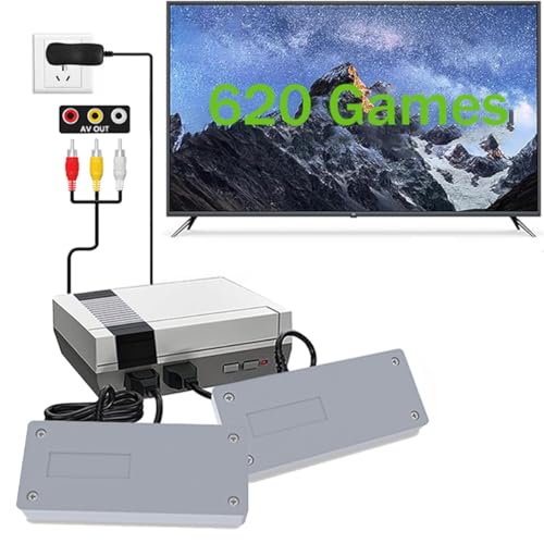 Retro Game Console with 620 Classic Edition Games, Classic Mini Handheld Video Game Console with Dual Controllers, AV Output, Plug-and-Play for TV, Nostalgia Gift for Adults & Kids, Grey