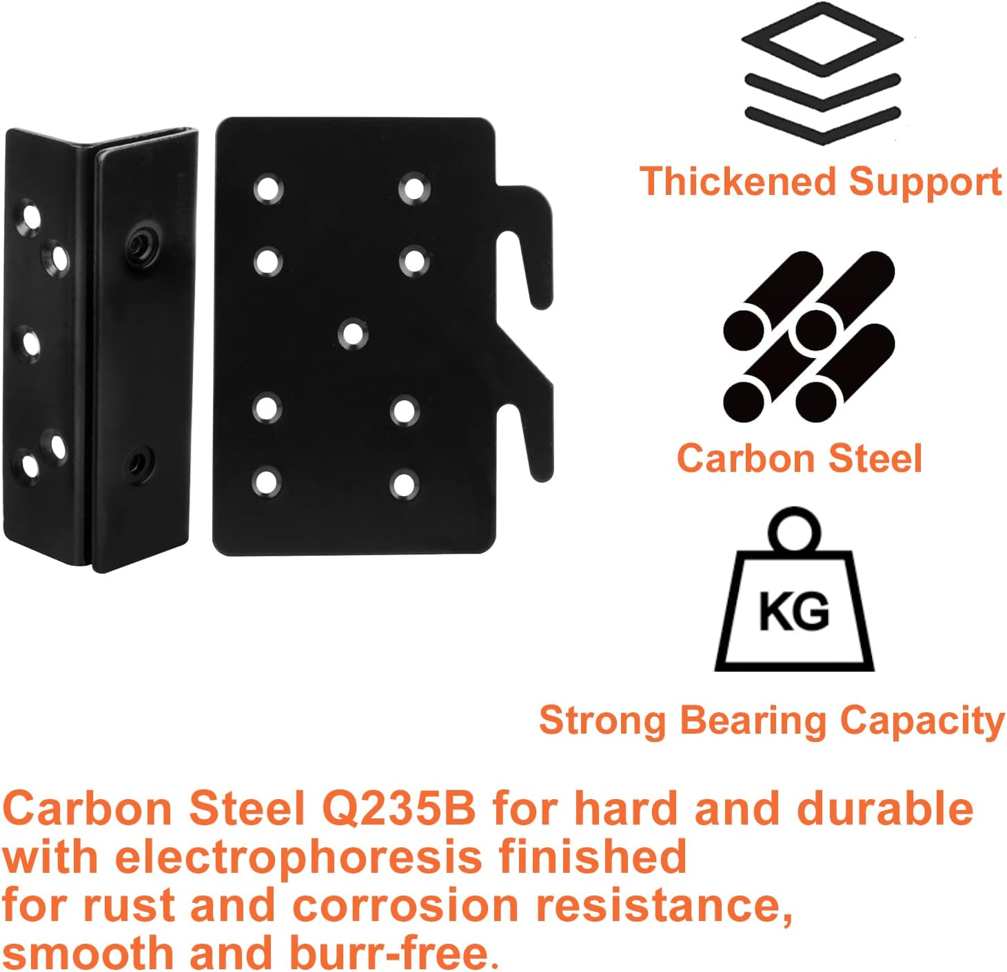 4 Pack Heavy Duty Bed Rail Hooks, Bed Rail Brackets for Wooden Bed Replacement, Universal Bed Frame Hardware with Screws Included