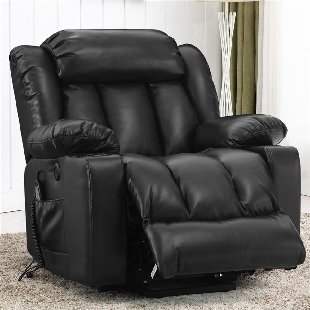 Lazy Boy Recliner Chair Power Lift Rocker Massage Heat Elderly Ergonomic Single Lounge Sofa Home Theater Seating - Comfortable Electric Recliner for Senior Citizens