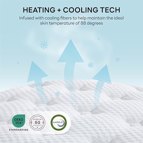 LIKIMIO 12 Inch Full Size Mattress in a Box, Gel Memory Foam Zoned Hybrid with Cool Ice Silk Cover, Reinforced Edge Individually Pocket Springs, Zero Motion, Medium Firm, SG Made, CertiPUR-US