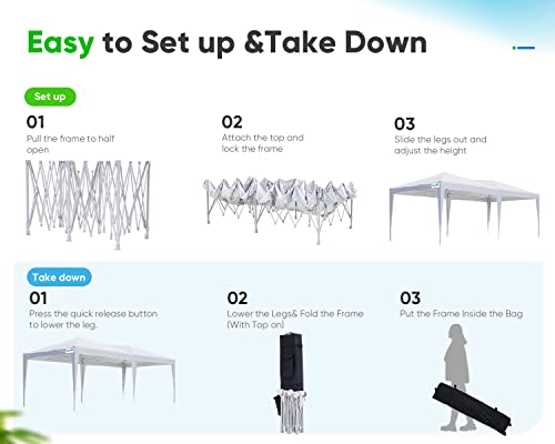 Quictent 10x20ft Easy Pop up Canopy Tent Instant Canopy Shelter Waterproof with Roller Bag