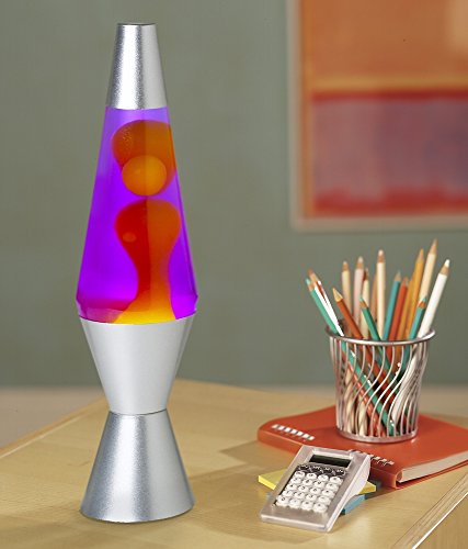 14.5-Inch Silver Base Lava Lamp with Purple Wax in Blue Liquid - 2118
