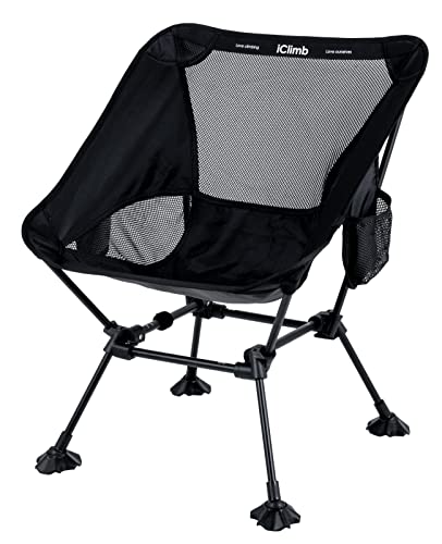 iClimb Ultralight Compact Camping Folding Beach Chair with Anti-Sinking Large Feet