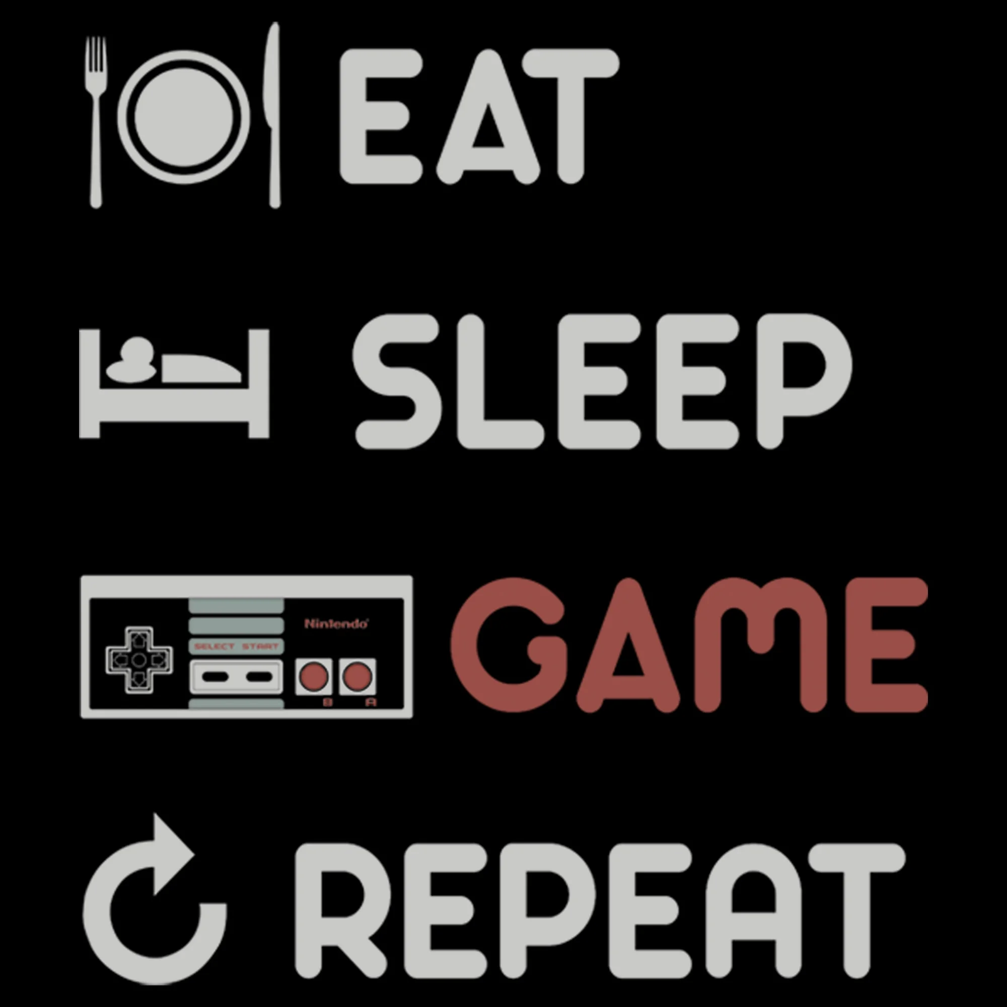 Men's Nintendo Eat Sleep NES Game Repeat  Graphic Tee Black 4X Big Tall