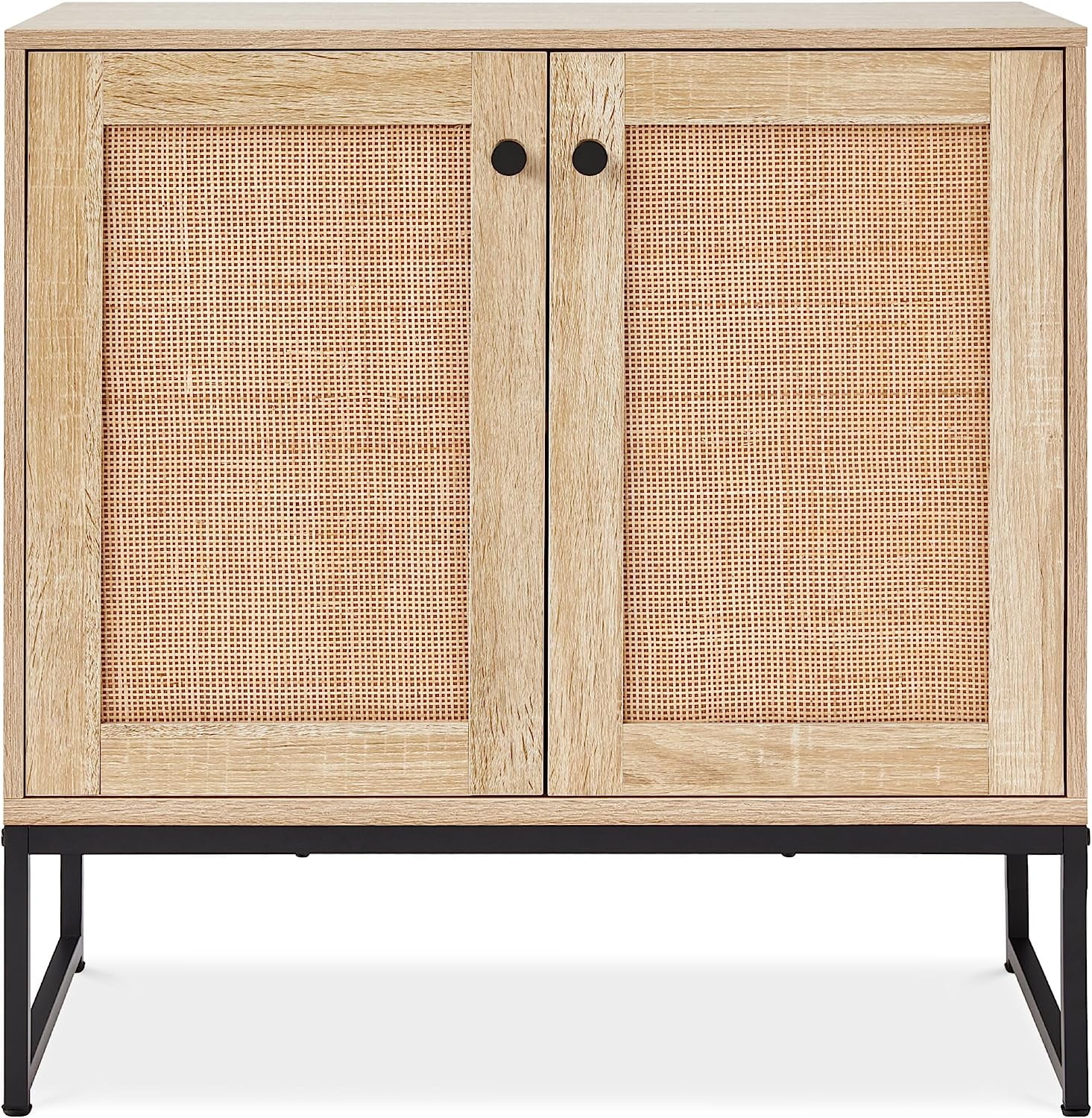 Products 2-Door Rattan Storage Cabinet, Accent Furniture, Multifunctional Cupboard for Living Room, Hallway, Kitchen, Sideboard, Buffet Table w/Non-Scratch Foot Pads - Natural