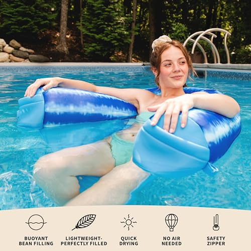 Big Joe Noodle Sling, No Inflation Needed, Pool Float with Armrests, Quick Draining Fabric, Cup Holder