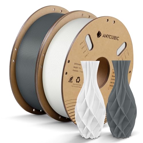 ANYCUBIC PLA Filament 1.75mm Bundle, 3D Printing PLA Filament 1.75mm Dimensional Accuracy +/- 0.02mm, 1KG Spool (2.2 lbs), 2KG Grey+Grey