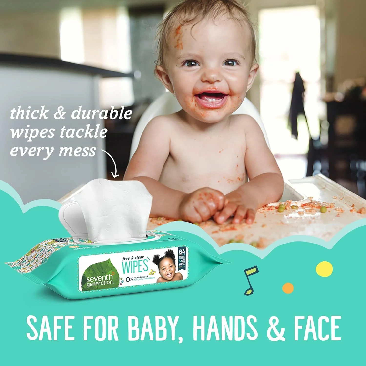 Seventh Generation Baby Wipes Sensitive Protection Diaper Wipes with Snap Seal 768 Count