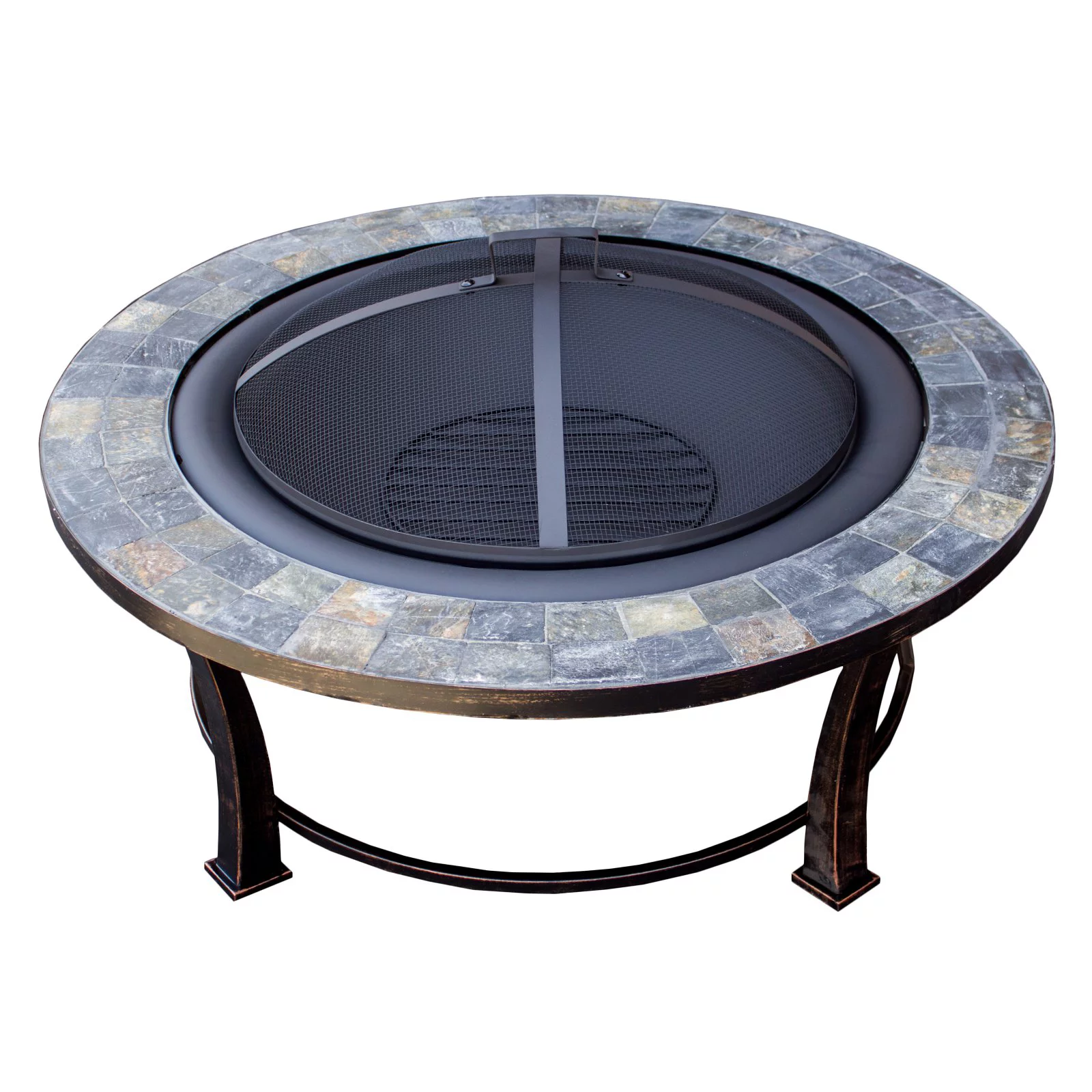 AZ Patio Heaters FT-51216 40 in. Round Slate Top Wood Burning Firepit