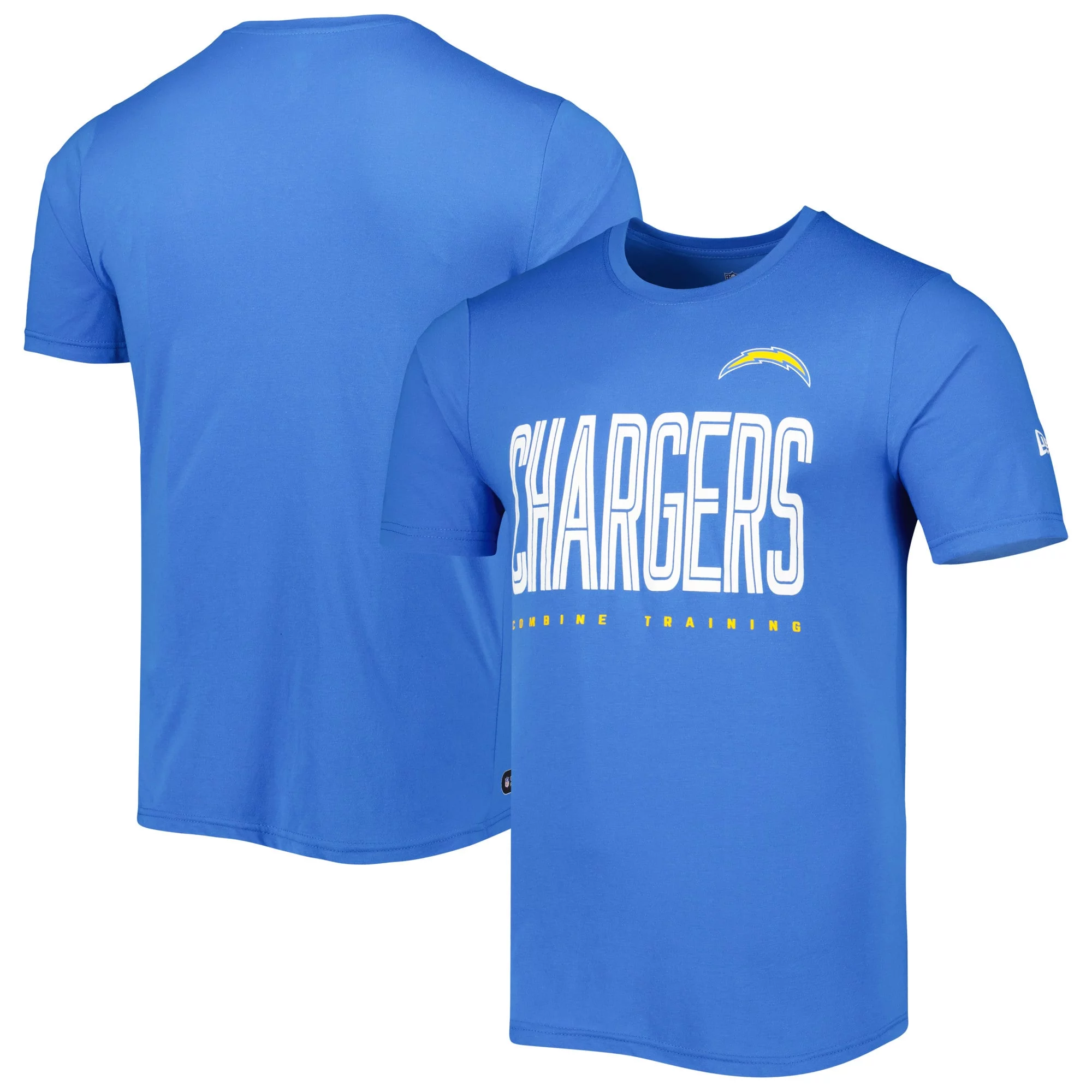 Men's New Era Powder Blue Los Angeles Chargers Combine Authentic Training Huddle Up T-Shirt