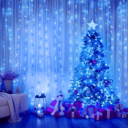 Minetom Curtain Lights, 300 LED Dimmable Fairy Lights with Remote and Timer, 8 Modes, USB Powered String Lights for Room Wall Party Xmas Indoor Decor, Multicolor
