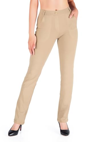 Yogipace,Belt Loops,Women's Petite/Regular/Tall Straight Leg Yoga Dress Pants