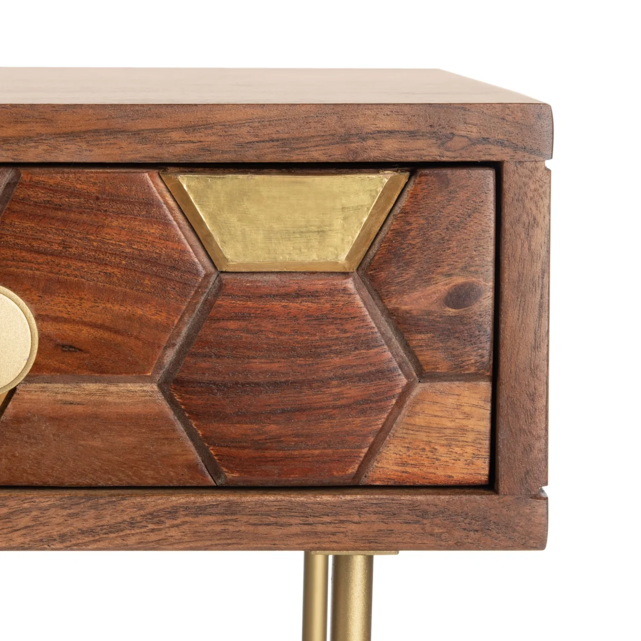 SAFAVIEH Raveena Mid-Century w/ Drawer Writing Desk, Walnut/Brass