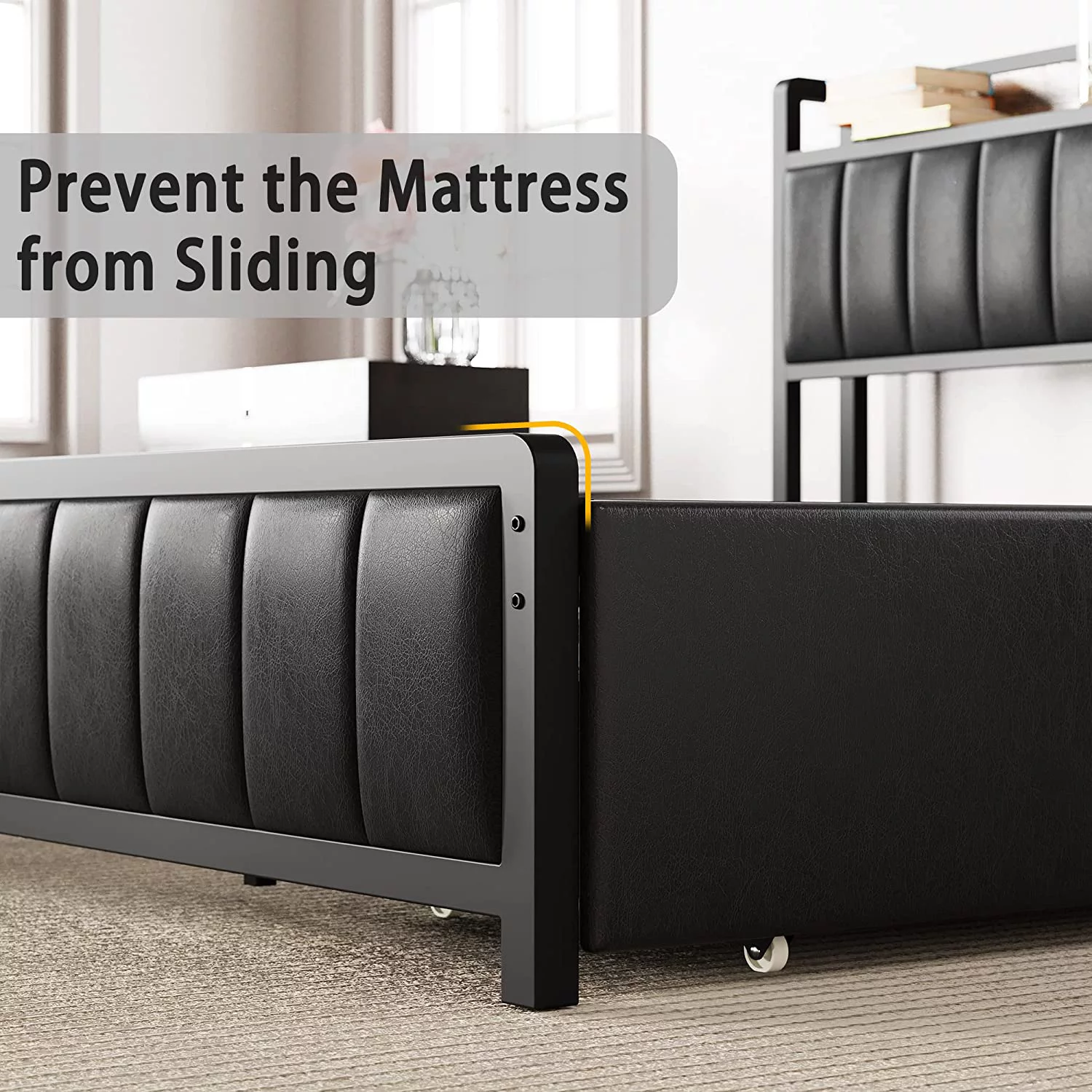 ANCTOR King Bed Frame with Storage Drawers and Upholstered Platform Bed, USB Ports & Outlets.