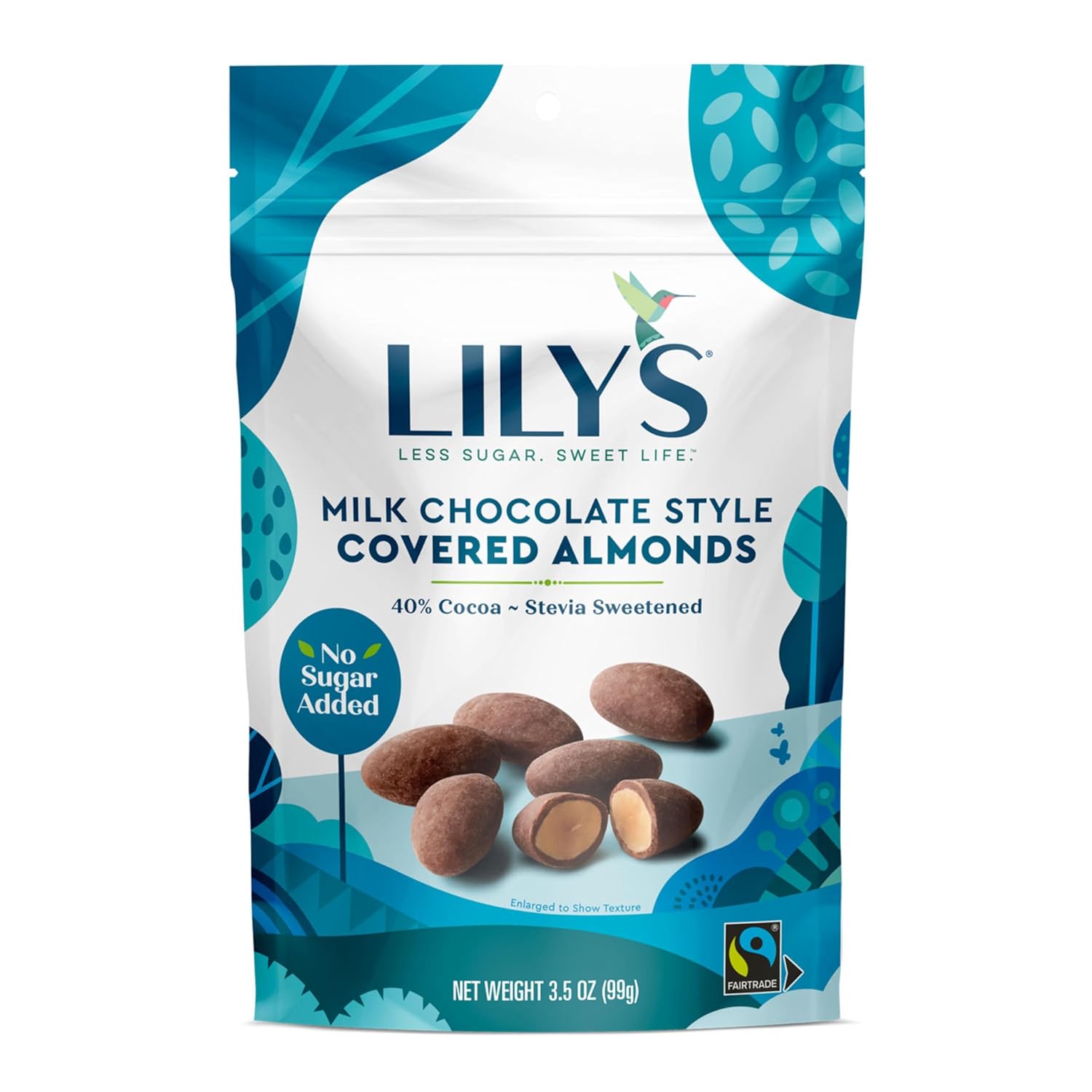 LILY'S Milk Chocolate Style Made with stevia, Free of Added Sugar Covered Almonds Bags, 3.5 oz (3 count)