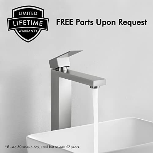 KES Vessel Sink Faucet, Black Bathroom Faucets, Tall Bathroom Faucets with Sink Drain with Overflow, L3156BLFF12-BK-C1