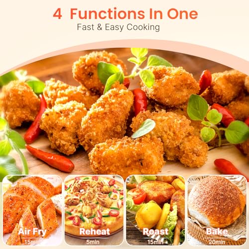 2.1Qt Small Air Fryer - Compact Digital Mini Airfryer with 7-in-1 Presets, 98% Less Oil, Adjustable Temperature & Timer, Shake Reminder, Nonstick, BPA-Free, Dishwasher Safe, Fast & Crispy Cooking