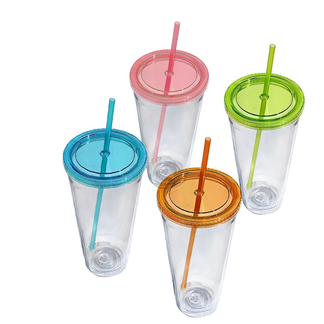 Lily's Home 32 oz Insulated Tumbler Cups, 4-Pack, Clear - BPA Free & Dishwasher Safe