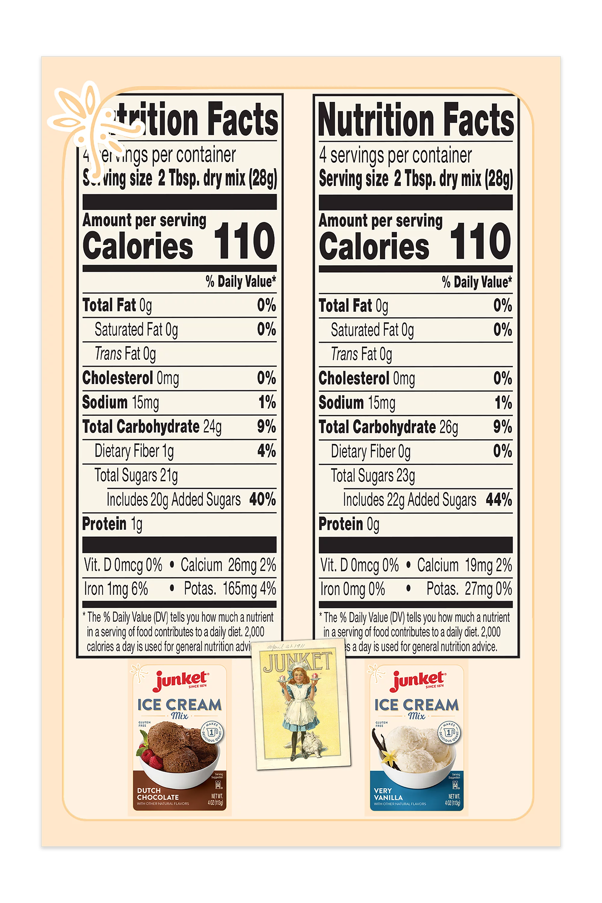 Junket Ice Cream Mix Bundle - 2 Vanilla, 2 Chocolate (4 Total)