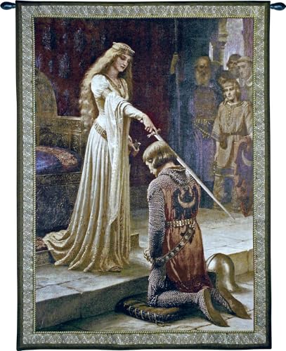 The Accolade by Edmund Blair Leighton | Woven Tapestry Wall Art Hanging | Medieval Romantic Renaissance Masterpiece | 100% Cotton USA Size 40x31