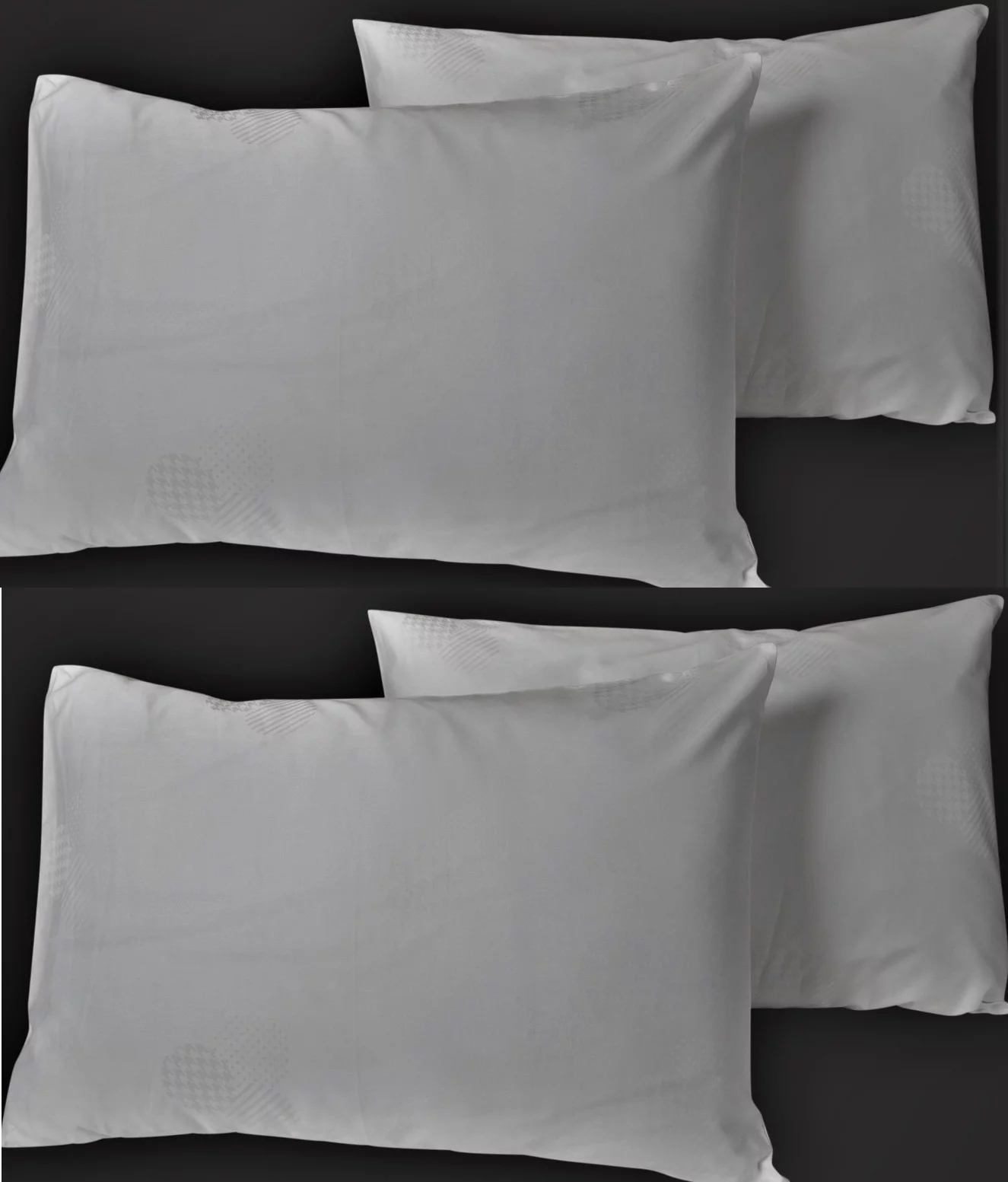 Just Linen 500 TC 100% Egyptian Quality Cotton Damask Design, Solid White, Value Pack of 4 Pillow Cases