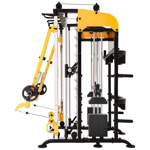 Altas Strength Smith Machine with Lever Arms Pulley Ratio 2:1 Squat Rack Pull Up Bar Upper Body Strength Training Leg Developer Light Commercial Home Gym Strength Training 3061B