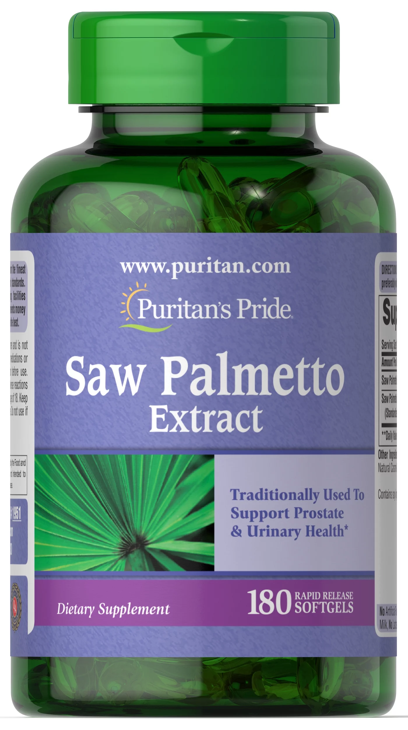 Saw Palmetto Extract, 180 Softgels by Puritan's Pride