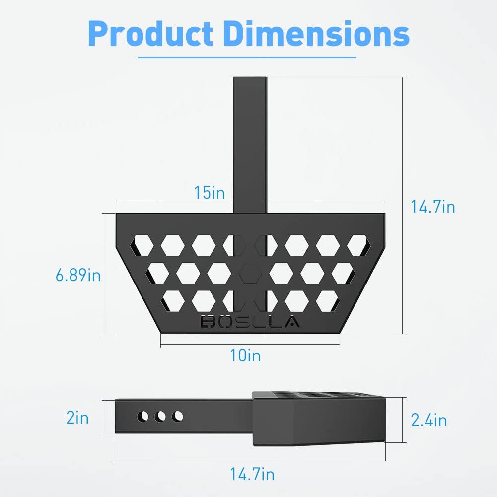 Boslla Hitch Step fits 2 inch Rear Hitch Receiver Universal for Most Cars SUV Trucks Pickups, Heavy Duty Rear Bumper Guard Protector, Anti-Slip & Anti-Rust Pack of 2