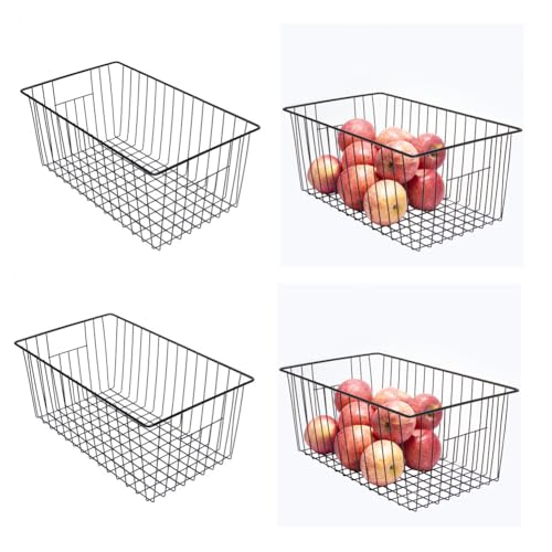 16inch Upright Freezer Organizer Baskets for 13-14,16-21 cu.ft Standup Freezer, Settle freezer chaos and reduce food waste effectively, Durable, Fully Use Space, Improve Air Circulate, Black, Pack 3