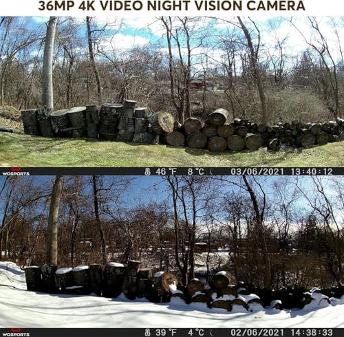 WOSPORTS Trail Camera,48MP 4K 0.2S Trigger Motion Activated,Game Hunting Camera with Night Vision IP66 Waterproof 2.0''LCD 120°Wide Cam Lens for Outdoor Scouting Wildlife Monitoring Home Security