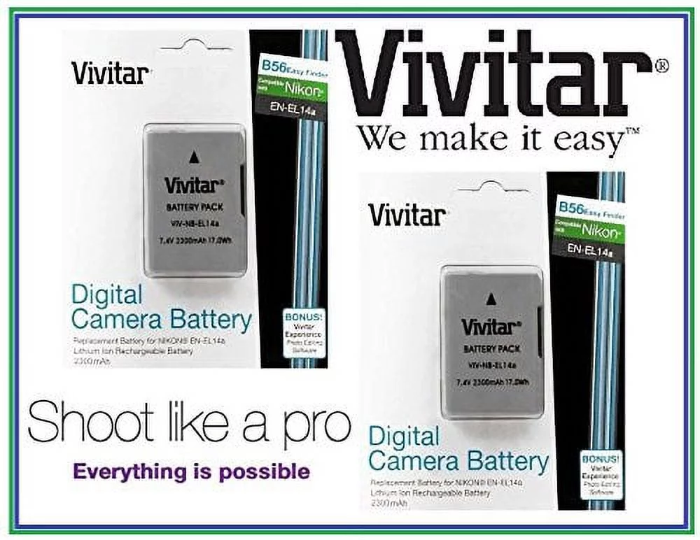 2-Pc Super Duty 2300mAh EN-EL14a Li-Ion Battery for Nikon Df