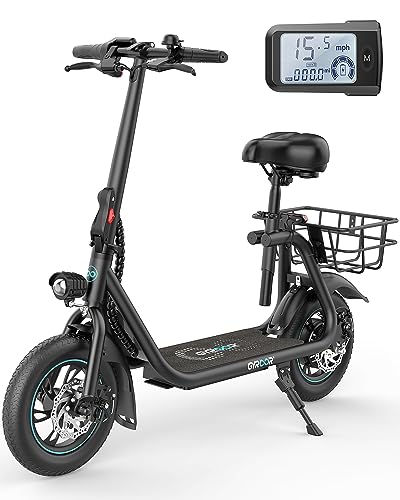 Electric Scooter with Seat for Adults, 550W Powerful Motor, 20-Mile Range, Speed up to 18.6MPH, Ample Storage for Pets & Cargo, Electrically-Powered Motor Scooters