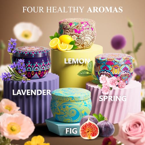 WINTERCRUSH Scented Candles Gift Set: 4 Pack Flower Shaped Christmas Candles for Home Scented - Stress Relief Gifts for Women, Birthday, Mother's Day (Flower)