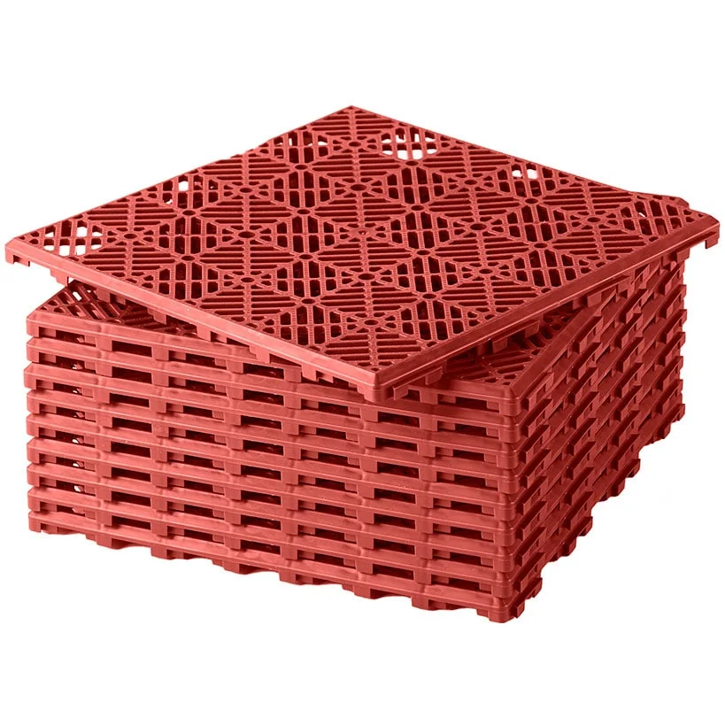 Sets of 10 Interlocking Patio or Walkway Tiles - Terra Cotta