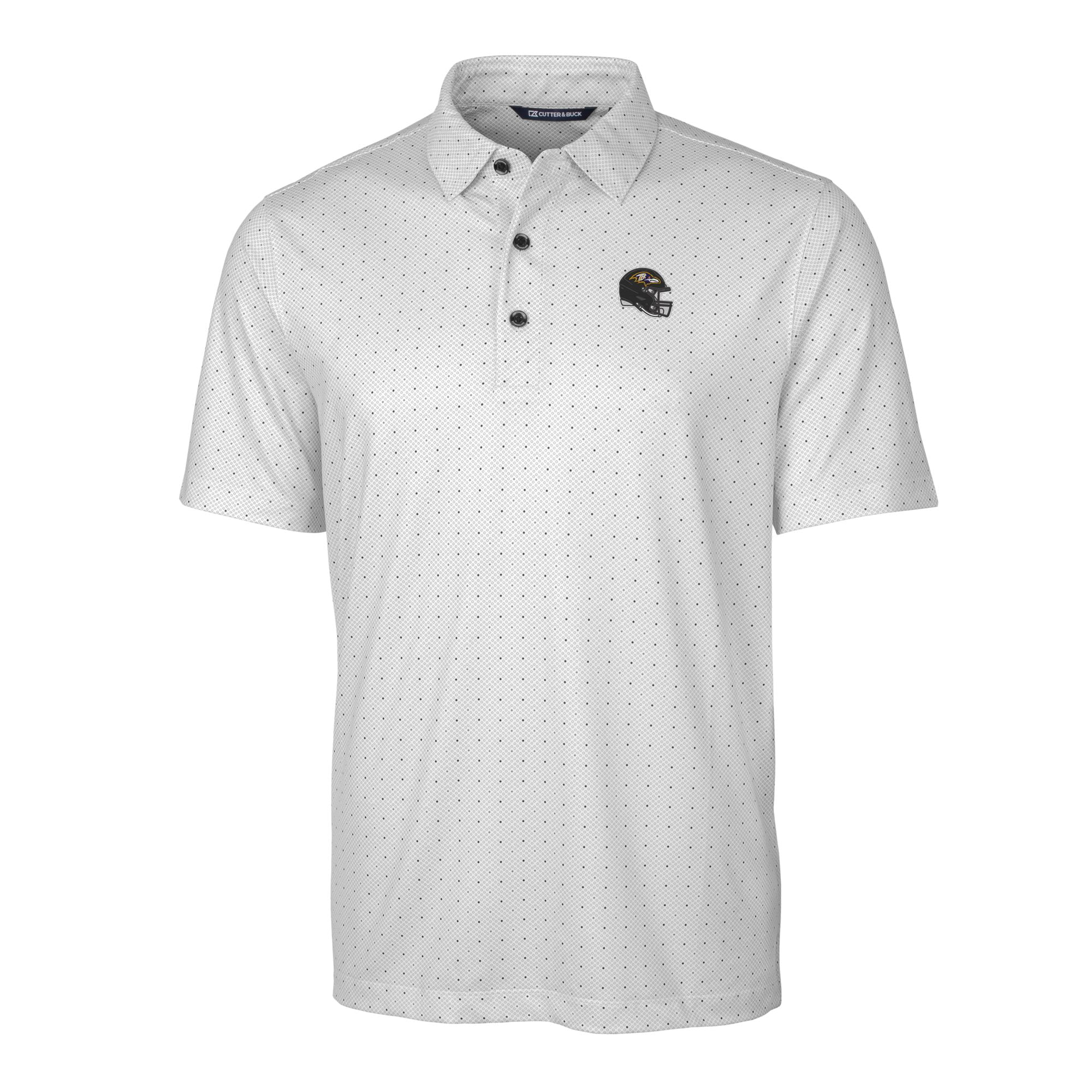 Men's Cutter & Buck  Charcoal Baltimore Ravens Helmet Pike Double Dot Print Stretch Polo