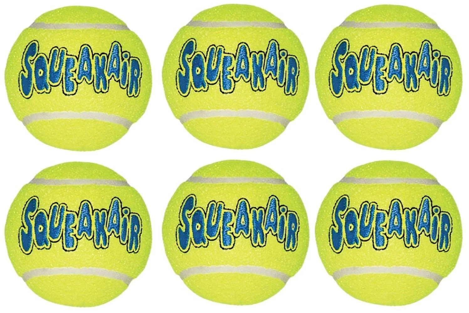 kong air dog squeak air tennis ball dog toy, large, yellow, 6 count