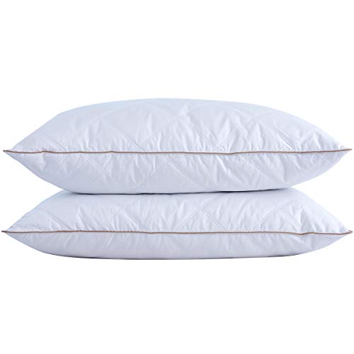 puredown® Goose Feathers and Down Pillow for Sleeping Gusseted Bed Hotel Collection Pillows, King, Set of 2