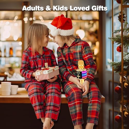 BONAOK Karaoke Microphone for Kids & Adults - Bluetooth Microphones Singing Mic with Disco Lights, Echo Effect, Built-in Speaker Portable Karaoke Player for Party Travel Gifts Q78(Black)