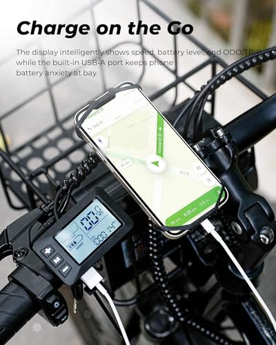 isinwheel M40 Folding Electric Bike for Adults 500W Ebike with Basket, Dual USB Charging Ports, Full Suspension, 7 Speed Gearshift, 20mph Foldable Electric Bicycles, 26