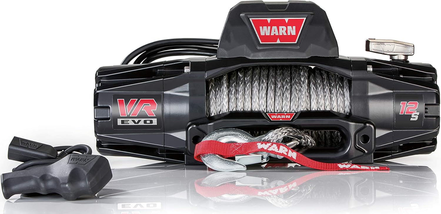 WARN 103252 VR EVO 10 Electric 12V DC Winch with Steel Cable Wire Rope: 3/8 Diameter x 90' Length, 5 Ton (10,000 lb) Pulling Capacity