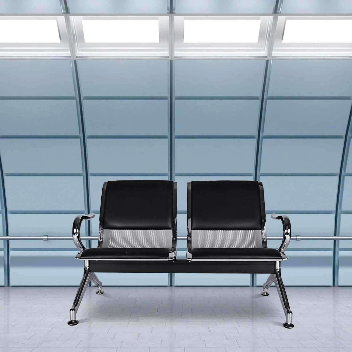 Heavy Duty PU Leather Office Guest Chairs Bank Airport Salon Waiting Area Reception Chair