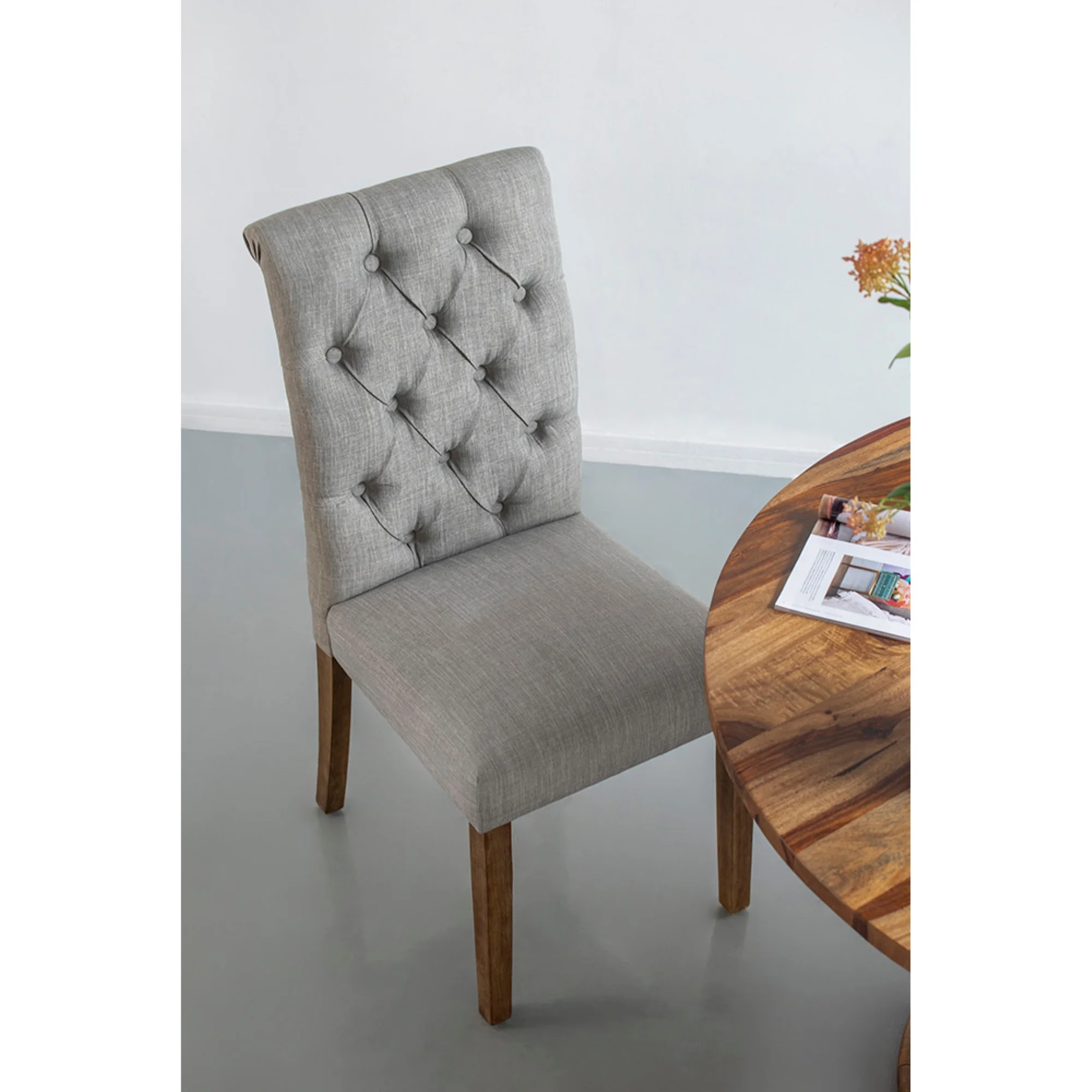 CC Home Furnishings Tufted Back Wooden Dining Chairs with Soft Cushion - 38.5