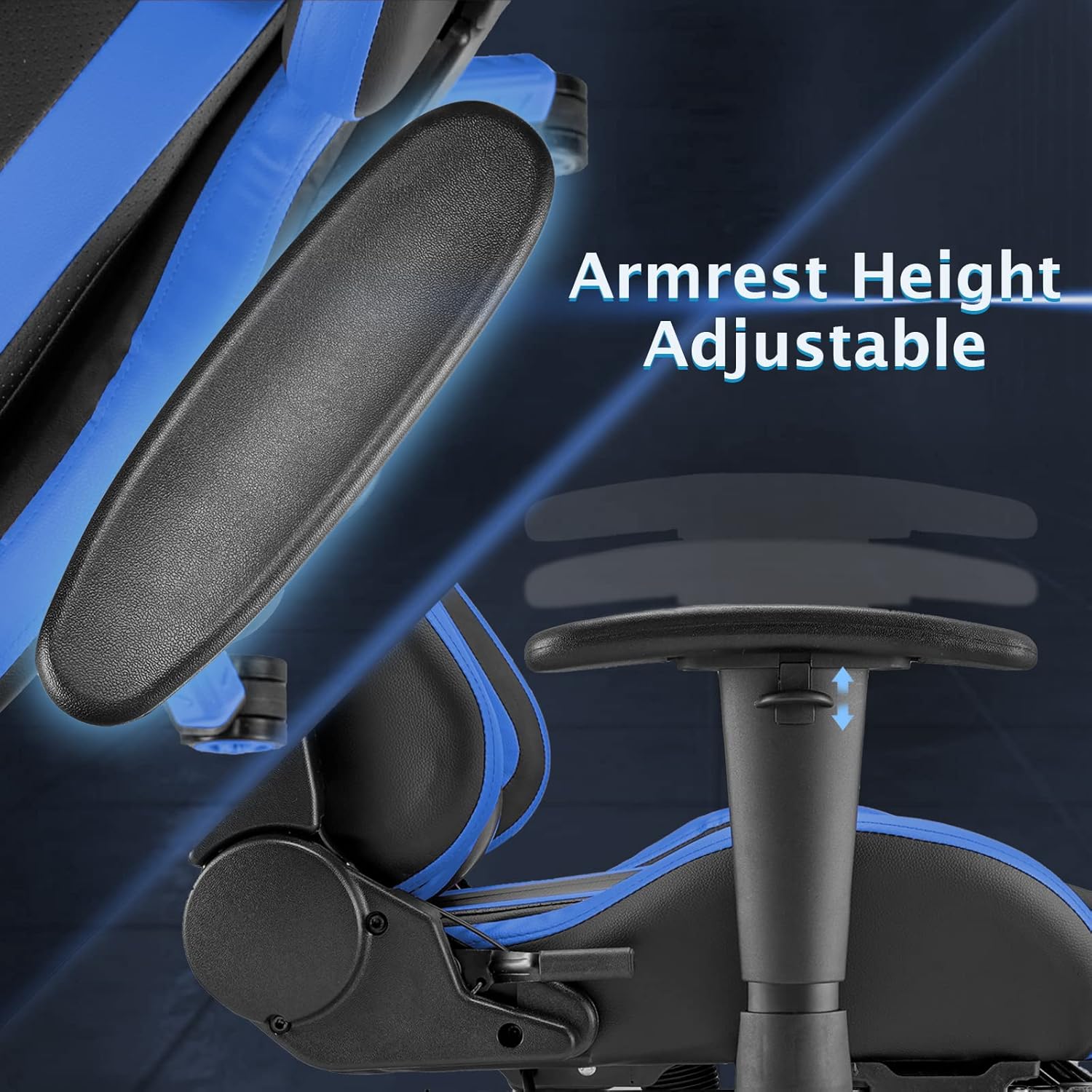 Soontrans Ergonomic Gamer Chair,Racing Gaming Chair with Footrest,Reclining Computer Chair,PU Leather Office Chair,Swivel Desk Chair with Adjustable Headrest Lumbar Pillow(Reddish Blue)