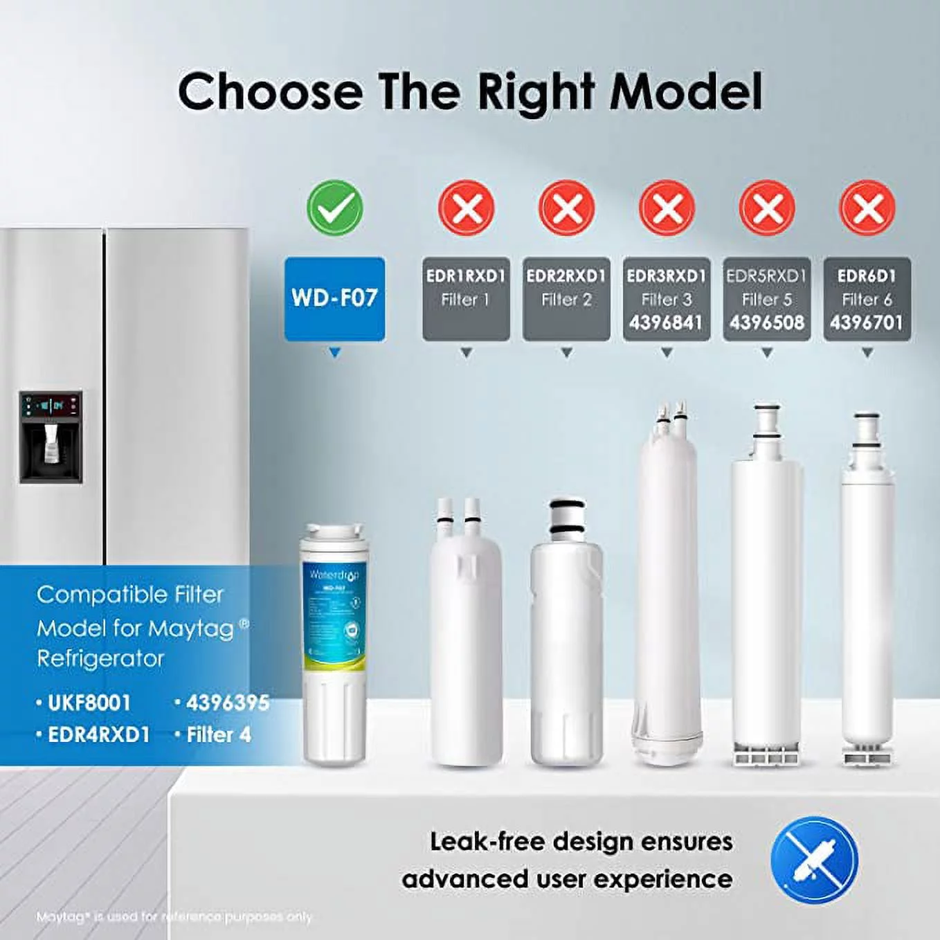 Waterdrop UKF8001 Water Filter, NSF 53&42 Certified, EveryDrop Filter 4, Replacement for Whirlpool UKF8001, 4396395, Maytag UKF8001AXX-200, UKF8001AXX-750(6 PACK)